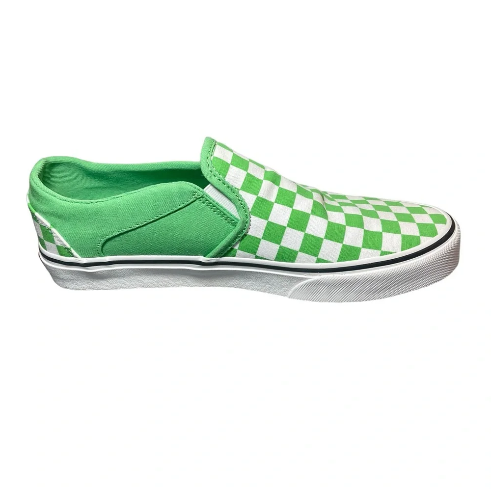 ⚡️SOLD⚡️Vans Classic Asher Checkerboard Slip-On Sneaker Green Shoes Women’s 11 - Picture 13 of 16